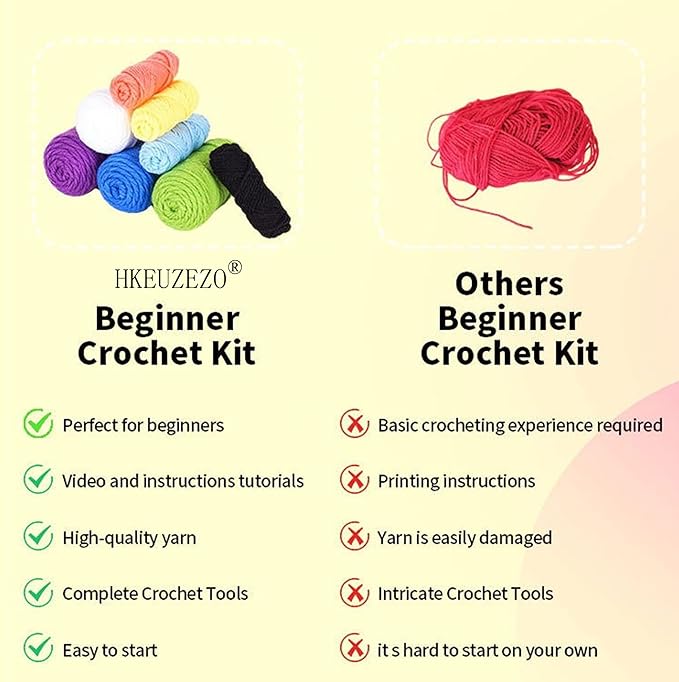 HKEUZEZO Beginners Crochet Kit Animal Knitting Set, 3 Pattern-Owl Penguin Frog Crochet Yarn with Step-by-Step Video Tutorials, Learn to Crochet Kits for Kids Adult