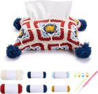 Noocro Crochet Kit Granny Square Tissue Holder, Complete DIY Kit with Detailed Instructions, Video Tutorials, for Beginners or Intermediate and Advanced Crocheters