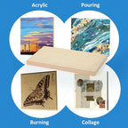 Falling in Art Unfinished Birch Wood Panels Kit for Painting, Wooden Canvas 4 Pack of 6x12’’ Studio 3/4’’ Deep, Cradle Boards for Pouring, Art, Crafts, Burning and More