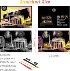 Scratch Art for Adults(8 Sheets A4),Family Creative DIY Painting Papers for Travel Lovers,Craft Lovers|Creative Scratch Art Adult (Philadelphia/Italy) by Iskueal