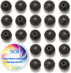 NCB 200PCS 8mm Natura Black Volcanic Lava Gemstone Round Spacer Loose Beads for Jewelry Making with Crystal Stretch Cord (Black Volcanic Lava, 8mm 200Beads)