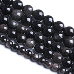 6MM 60PCS Natural Stone Silver Obsidian Loose Beads for Jewelry Making DIY Bracelet