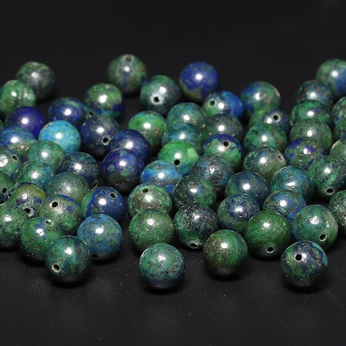 35pcs 10mm Natural Stone Beads Phoenix Lapis Lazuli Beads Energy Crystal Power Gemstone for Jewelry Making, DIY Bracelet Necklace