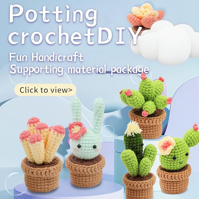 YosaiHom Crochet Kit for Beginners, 6 Pack Crochet Starter Kit with Step-by-Step Video Tutorials, DIY Knitting Supplies, Crochet Plants Kit for Adults, Mom and Girls