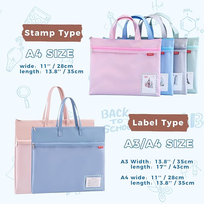 Pendancy Mesh Zipper Pouch A3 Size, Large Double Pocket Waterproof File Bag with Handle, 13x17 in Foldable Document Storage for Puzzle Project/Cross Stitch/Travel/Office（Advanced Green）