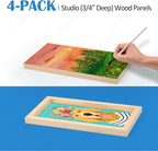 Falling in Art Unfinished Birch Wood Panels Kit for Painting, Wooden Canvas 4 Pack of 6x12’’ Studio 3/4’’ Deep, Cradle Boards for Pouring, Art, Crafts, Burning and More