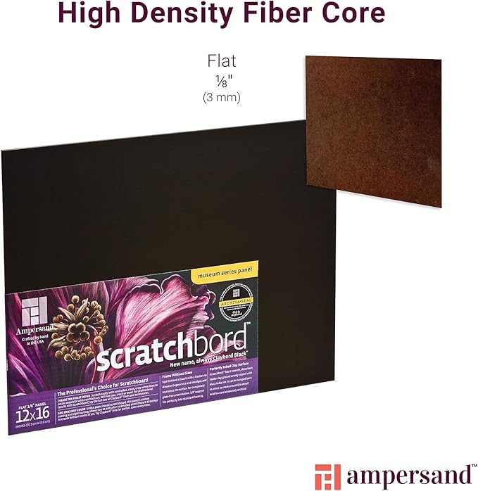 Ampersand Art Supply Scratch Art Panel: Museum Series Scratchbord, 1/8 Inch Flat Profile, 8" x 10" (Pack of 5)