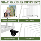 Art Canvas Storage Rack, Art Storage with Wheels, Adjustable Art Storage Easel Display Stands for Canvas Boards, Panel, Crafts Drying & Print Racks,Frame,White