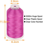 New brothread - Single Huge Spool 5000M Each Polyester Embroidery Machine Thread 40WT for Commercial and Domestic Machines - Floral Pink (Janome Color)