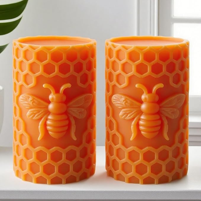 Honeycomb Cylinder Flower Succulent Peony Cylinder Candle & Resin Mold - Resin Casting Silicone Molds for Home Decor & Candle Making Wave Spiral Mold