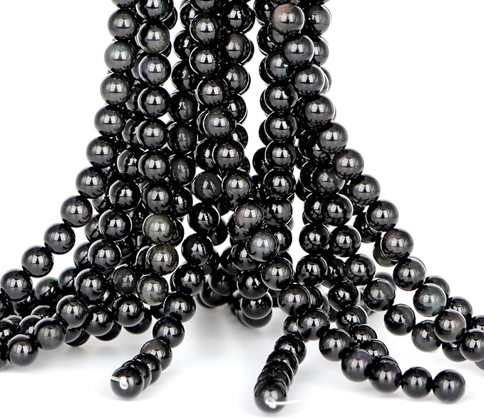 200pcs Black Obsidian 6mm Round Loose Beads for DIY Jewelry Making