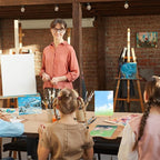 Qilery 24 Set 6 x 8 Inch Mini Canvas Boards and Easel for Painting, Acrylic Paint Strips, Palettes, Brushes, Canvases Painting Kits for Kids Adults Artists Beginners Oil Acrylic Painting Party Favors