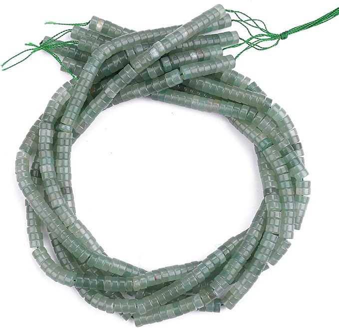 Natural Green Aventurine Spacer Beads Caps Loose Semi Gemstone for Beading Jewelry Making 6mmx3mm 38cm