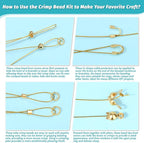 Acejoz 1200 Pcs Gold Crimp Beads Kit, Jewelry Making Supplies Include Crimp Covers, Crimp Tubes, Wire Guardians, Lobster Clasps, Jump Rings, Pliers and Beading Wire for Jewelry Making