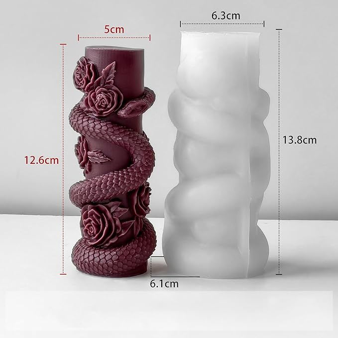 Snake Pillar Molds Animal Resin Mold - Resin Casting Silicone Molds for Home Decor & Candle Making Wave Spiral Mold