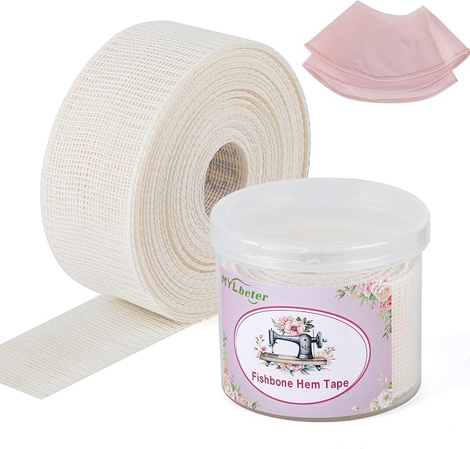 4 Yards Hemming Guide for Sewing, Fishbone Tape for Narrow Hem and Curved Hem Sewing Tool for Skirts Dresses Fishbone Boning Lining Reusable Boning Strip Seam S Ewing Guide for Clothing Hemmer Tool
