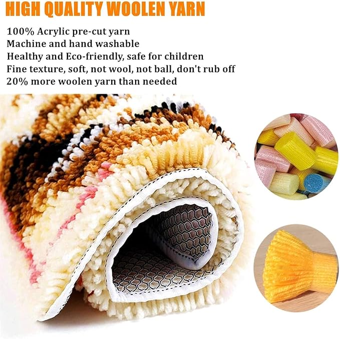 Ylkgogo Latch Hook Kits for Adults, Color Printed DIY Rug Carpet Needlework for Home Decoration Festival Gift 20.5"X 15" (Mushroom)