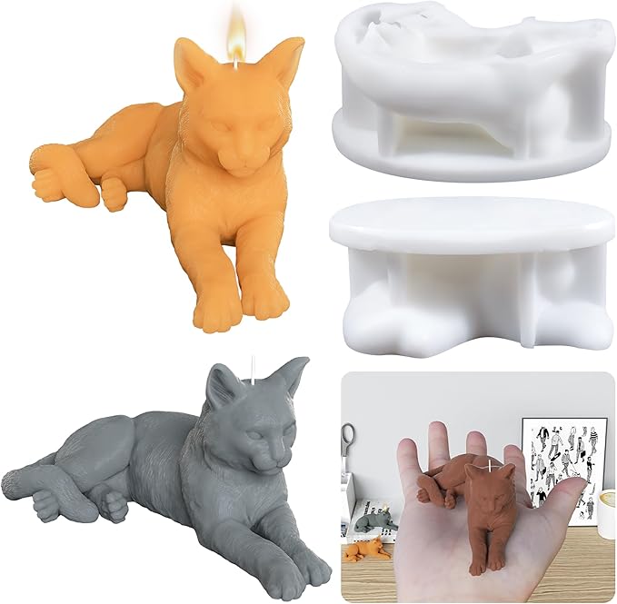 3D Cat Molds Cat Candle Resin Mold - Resin Casting Silicone Molds for Home Decor & Candle Making Wave Spiral Mold