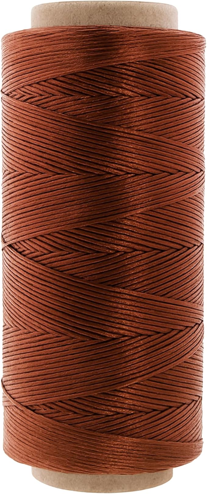 Mandala Crafts Bourbon Brown Flat Waxed Thread for Leather Sewing - 273 Yds 150D 0.8mm Polyester Leather Thread String Waxed Cord for Leatherwork, Beading, Bookbinding, Hand Stitching