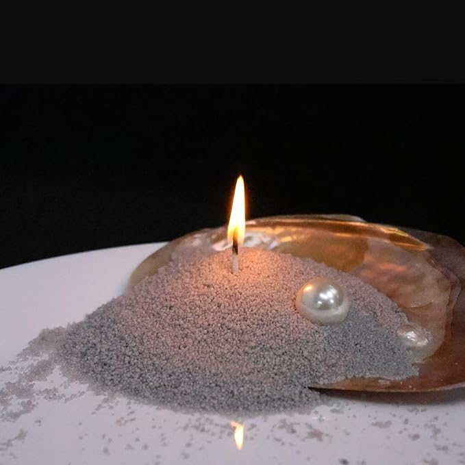 Aufien Candle Sand with Wicks, 21.4 Oz Pearled Candle, DIY Bead Powder Sand Wax Making kit Refillable Non Toxic for Handmade, Wedding and Halloween Christmas Decorations Light Gray Unscented