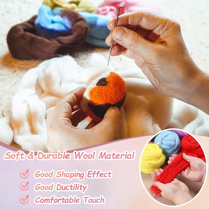 PATIKIL Wool Roving Yarn, 150G/5.3OZ Soft Felting Wool Pure Chunky Roving Yarn Bulk for Needle Felting Knitting Blanket Spinning Weaving DIY Craft, Light Yellow