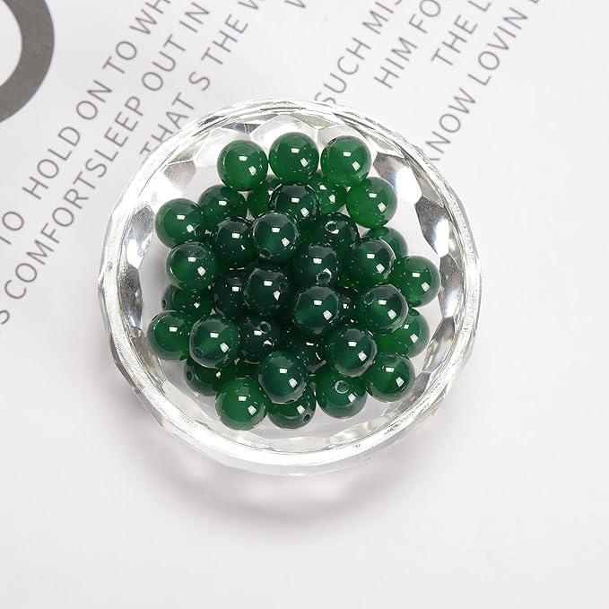 NCB 6mm Original Green Agate Loose Semi Precious Beads Round Smooth Gemstones SpacerBeads for Jewelry Making 200PCS (6mm 200Beads, Green Agate)