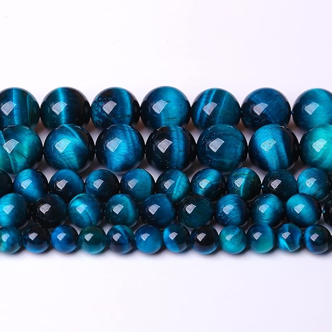 4mm 90pcs Blue Tiger Eye Gemstone Loose Beads Natural Round Stone Beads for Jewelry Making 1 Strand 15" (Blue Tiger Eye, 4mm)