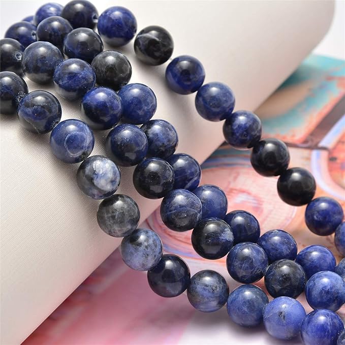 NCB 100pcs Natural Gemstone Beads, 6mm Loose Beads Stone Charms for DIY Jewelry Making (Blue Sodalite, 6mm 100Beads)