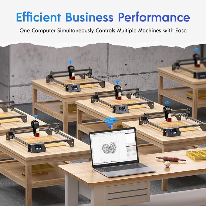 LONGER RAY5 5W Laser Engraver with Air Assist & LightBurn Camera, Auto Positioning & Capture, High-Precision Laser Cutter for Wood, Metal, Acrylic, Tumblers & Cylindrical Objects