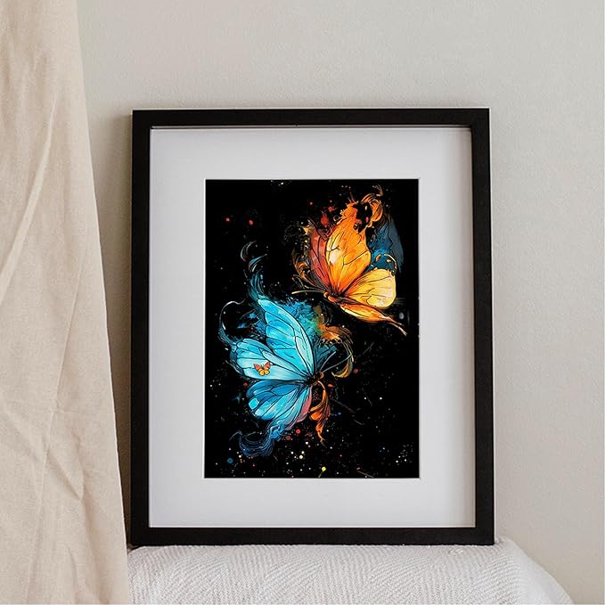 Scratch Paper Art for Adults-Glow in The Dark Scratch Painting Craft Kit (8 Sheets A4)|DIY Foil Engraving Art Set|Stress Relief Gift for Travel Lovers,Craft Lovers,Home Decors (Butterfly & Whale)