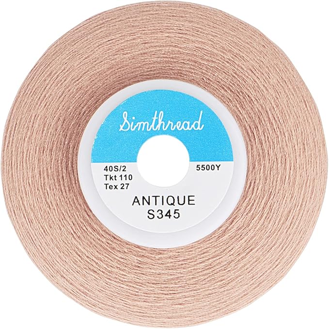 Simthread All Purpose Sewing Thread from 100% Spun Polyester for Serger, Overlock, Merrow, Quilting Sewing 4 Big Cones of 5000M (5500 Yards) Each - 40S/2 Antique