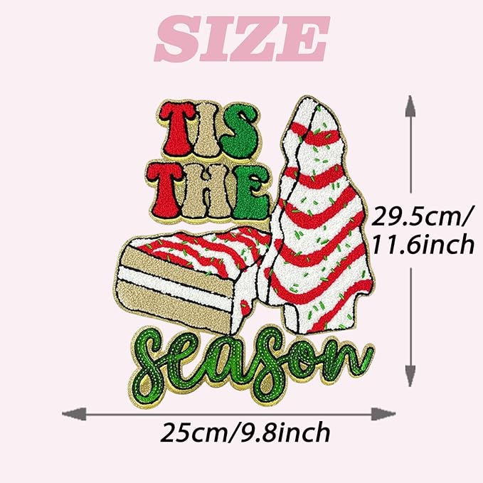 Christmas Tree Iron on Patches Chenille Embroidery Sew on Stickers Xmas Tree Applique for DIY Crafts T Shirt Clothing Jackets Backpacks Jeans Party Decorations Accessories