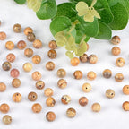 Natural Stone Genuine Stones DIY Round Beads 8mm 100pcs Beading Loose Gemstone Hole Size 1mm Charm Smooth Beads for Bracelets Necklaces Earrings (Yellow Picture Jasper 8mm)