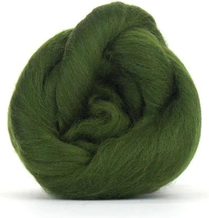 Revolution Fibers Merino Wool Combed Top | 1 lb Premium Wool Roving | 22 Micron, Best Merino Wool for Spinning, Tapestry, Needle Felting, Big Yarn Roving and Wall Hangings (Willow Green)