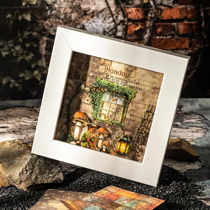 6 Small Scrapbook Sticker Books for Scrapbooking, 180 Sheets Retro Brick Wall Collage Materials- Paper PET Washi Stickers for Journaling, Junk Journal Supplies, Collage, Crafts