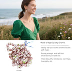 Ceramic Round Porcelain Beads Flower Porcelain Spacer Bead Craft Beads Ornamenets for DIY Jewelry Necklace Bracelet DIY Crafts for Women Above 12 Years Old 100 pcs