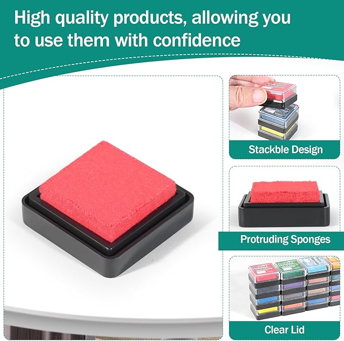 CraftyManor Masked Impression Mini Ink Pads for Stamps, Water Based Smudge Chalk Stamp Pad for Scrapbooking, Journaling, Card Making, DIY Craft Scrapbook Supplies for Adults (8 Colors)