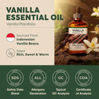 KUKKA Vanilla Essential Oils - 4 Fl Oz - for Hair, Skin, Diffuser, Aromatherapy & DIY Soap Making Scent