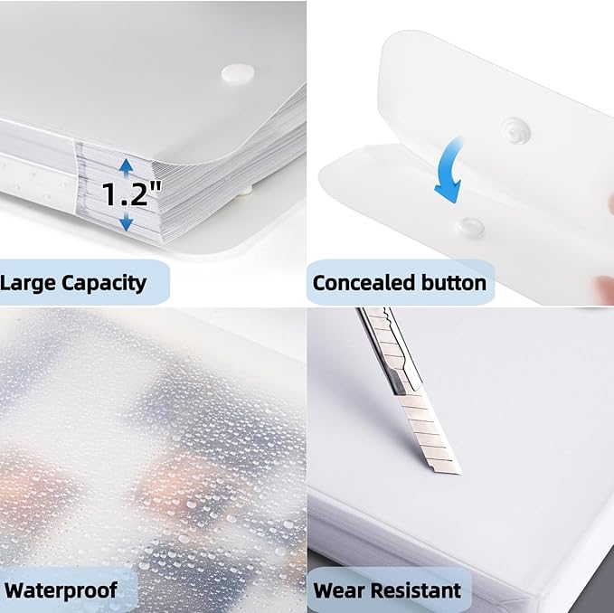 4 Pack Art Portfolio Folder, 17" x 13" Clear Poster Storage Bag with Handle, Plastic Waterproof Bulletin Board Holder Painting Container for Artwork, Drawing Pads, Charts