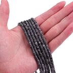 Natural Black Spectrolite Spacer Beads Caps Loose Semi Gemstone for Beading Jewelry Making 4mmx2mm 38cm