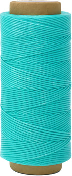 Mandala Crafts Aquamarine Flat Waxed Thread for Leather Sewing - 197 Yds 210D 1mm Polyester Leather Thread String Waxed Cord for Leatherwork, Beading, Bookbinding, Hand Stitching
