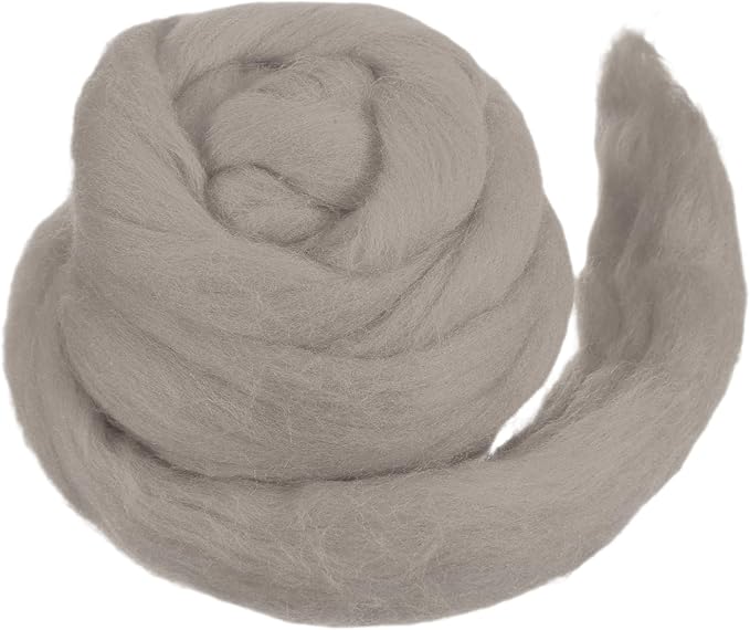 MECCANIXITY Wool Roving Yarn Soft Felting Wool 50g/1.76oz Pure Chunky Roving Yarn for Needle Felting Knitting Blanket Spinning Weaving Art DIY Craft Light Coffee