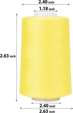 Simthread All Purpose Sewing Thread from 100% Spun Polyester for Serger, Overlock, Merrow, Quilting Sewing 4 Big Cones of 5000M (5500 Yards) Each - 40S/2 Lemon