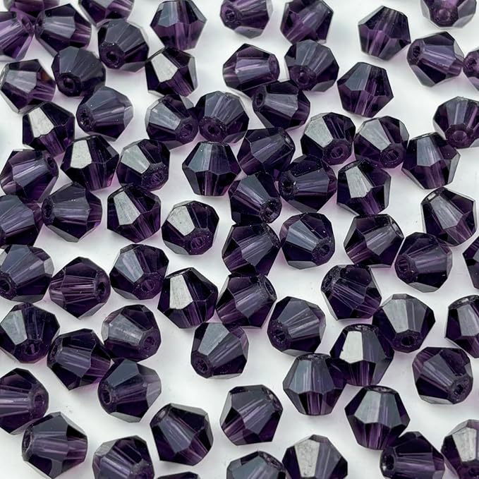 500pcs 3mm Bicone Glass Crystal Beads for Jewelry Making, Faceted Bicone Glass Spacer Beads for Bracelet Earring Necklace DIY Craft(Violet)