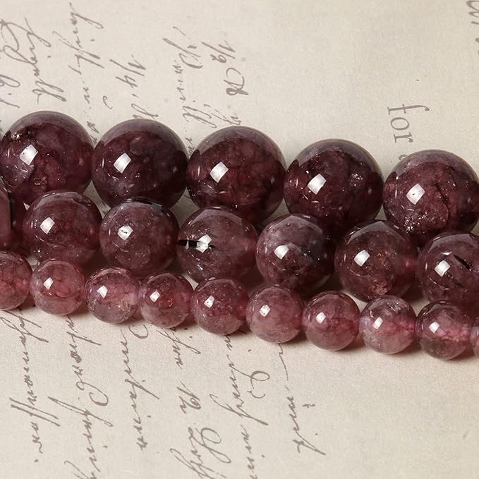 60pcs 6mm Natural Stone Beads Lepidolite Beads Energy Crystal Power Gemstone for Jewelry Making, DIY Bracelet Necklace