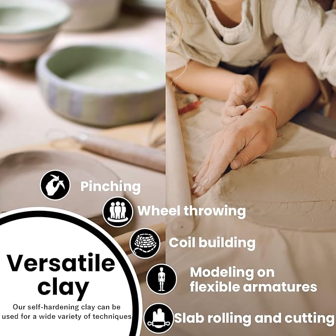Old Potters Premium Air Dry Clay, White, 10 lbs, All Natural Modeling Clay. Ideal for Beginners and Advanced Sculptors.