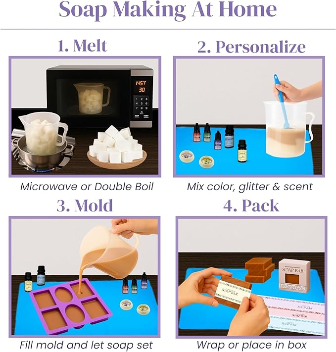 Soap Making Kit for Beginners | 4.5LBS Melt & Pour Soap Base - Shea Butter, Clear Glycerin & Goat Milk, All-in-one Soap Kit w/Molds Fragrances Colors Soap Making Tools & Supplies for Adults (Premium)