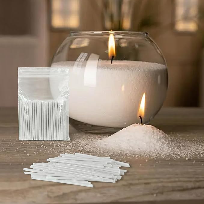 Pearled Candle Cotton Wicks 200-Pack for Sand Candles Making - 2Inch Metal-Free and Lead-Free Refill Sand Wax Wick for Candle Making DIY (White)