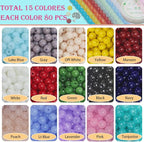 1200PCS Glass Beads 6mm Handcrafted Crystal Smooth Loose Beads Bracelet Making Kit Healing Chakra Beads for DIY Jewelry Making Bracelets & Crafts #30721 GB21-MIXED