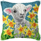 LAPATAIN Latch Hook Kits for DIY Throw Pillow Cover,Sheep Needlework Cushion Cover Hand Craft Crochet for Great Family 17x17inch